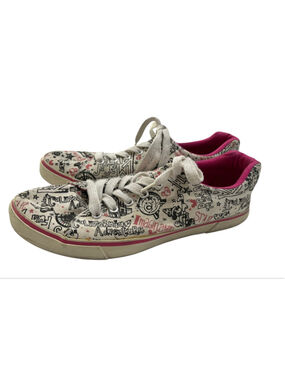 Disney Parks Doodle Canvas Sneakers Mickey California Adventure Pink Size 10 Y2K